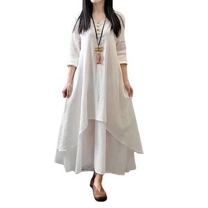 Romacci Dress Cream Size XL Layered Gauze Long Sleeve Dress